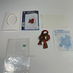 Nmi Stitch a Card CARDINAL Cross Stitch Embossed Christmas Card Kit #1966